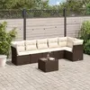Image de vidaXL Salon de jardin 7 pcs avec coussins - Marron