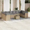 Image de Salon de jardin 11 pcs beige résine tressée