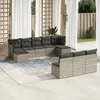 Image de vidaXL Salon de jardin avec coussins 10 pcs résine tressée - Gris