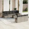Image de vidaXL Salon de jardin 11 pcs avec coussins - Gris Résine Tressée