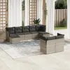 Image de vidaXL Salon de jardin 9 pcs avec coussins gris résine tressée
