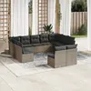 Image de vidaXL Salon de jardin 11 pcs avec coussins gris résine tressée