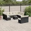 Image de vidaXL Salon de jardin 12 pcs - Coussins résine tressée noir