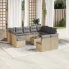 Image de vidaXL Salon de jardin 12 pcs beige résine tressée