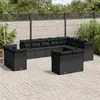 Image de vidaXL Salon 12 pcs avec coussins - Résine tressée noir