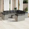 Image de vidaXL Salon 14 pcs avec coussins - Résine tressée gris clair