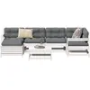 Image de vidaXL Salon de jardin 7 pcs bois de pin massif blanc