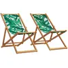 Image de vidaXL Chaises de Plage Pliantes Lot de 2 Bois Tissu