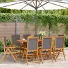 Image de vidaXL Chaises inclinables de jardin lot de 8 - Tissu et bois massif