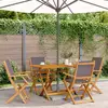 Image de vidaXL Chaises de jardin pliantes - Lot de 4 - Tissu et bois d'acacia