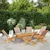 Image de Vidaxl Chaises pliantes de jardin - Taupe tissu et bois massif (lot de 6)