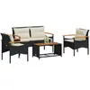 Image de vidaXL Salon de jardin 4 pcs - Résine tressée - Noir