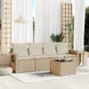 Image de vidaXL Salon de jardin 5 pcs beige résine tressée
