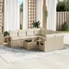 Image de Salon de jardin 9 pcs beige résine tressée