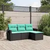 Image de vidaXL Salon de jardin 4 pcs avec coussins noir résine tressée