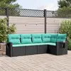 Image de vidaXL Salon de jardin 5 pcs avec coussins noir résine tressée