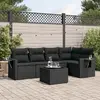 Image de vidaXL Salon de jardin 6pcs noir résine tressée