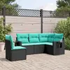 Image de vidaXL Salon de jardin 5 pcs avec coussins noir résine tressée