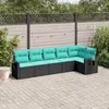 Image de vidaXL Salon de jardin 6 pcs avec coussins noir résine tressée