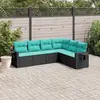 Image de vidaXL Salon de jardin 6 pcs avec coussins noir résine tressée
