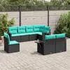 Image de vidaXL Salon de jardin 8 pcs avec coussins noir résine tressée