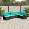 Image de vidaXL Salon de jardin 8 pcs avec coussins noir résine tressée