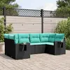 Image de vidaXL Salon de jardin 6 pcs avec coussins noir résine tressée