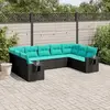 Image de vidaXL Salon de jardin 9 pcs avec coussins noir résine tressée