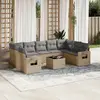 Image de vidaXL Salon de jardin 10 pcs - Résine tressée beige