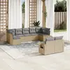 Image de vidaXL Salon de jardin avec coussins 9 pcs - Beige