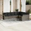 Image de VIDAXL Salon de jardin 9 pcs avec coussins gris résine tressée