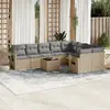Image de vidaXL Salon de jardin avec coussins 10 pcs beige résine tressée