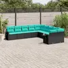 Image de vidaXL Salon de jardin 10 pcs avec coussins noir résine tressée