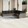 Image de vidaXL Salon de jardin avec coussins 10 pcs - Gris résine tressée