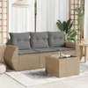 Image de Salon de jardin 4 pcs résine tressée beige avec coussins