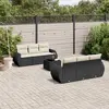 Image de vidaXL Salon de jardin 7 pcs Noir Résine Tressée
