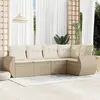 Image de vidaXL Salon de jardin 5 pcs Beige Résine tressée