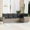 Image de vidaXL Salon de jardin - 5 pièces - Résine tressée - Coussins gris clair