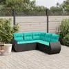 Image de vidaXL Salon de jardin 5 pcs avec coussins noir résine tressée