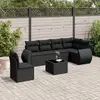 Image de vidaXL Salon de Jardin 7 pcs Résine Tressée Noir