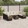 Image de vidaXL Salon de jardin marron 10 pcs résine tressée