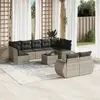 Image de vidaXL Salon de jardin 10 pcs résine tressée - Coussins gris clair
