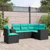 Image de vidaXL Salon de jardin 5 pcs avec coussins noir résine tressée