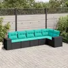 Image de vidaXL Salon de jardin 6 pcs avec coussins noir résine tressée