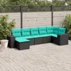 Image de vidaXL Salon de jardin 7 pcs avec coussins noir résine tressée