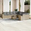 Image de vidaXL Salon de jardin 11 pcs - Beige - Résine tressée