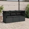 Image de vidaXL Salon de jardin noir en résine tressée