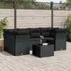 Image de vidaXL Salon de jardin 7 pcs avec coussins noir résine tressée