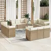 Image de vidaXL Salon de jardin 12 pcs beige résine tressée