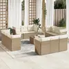 Image de vidaXL Salon de jardin 13 pcs - Beige, résine tressée